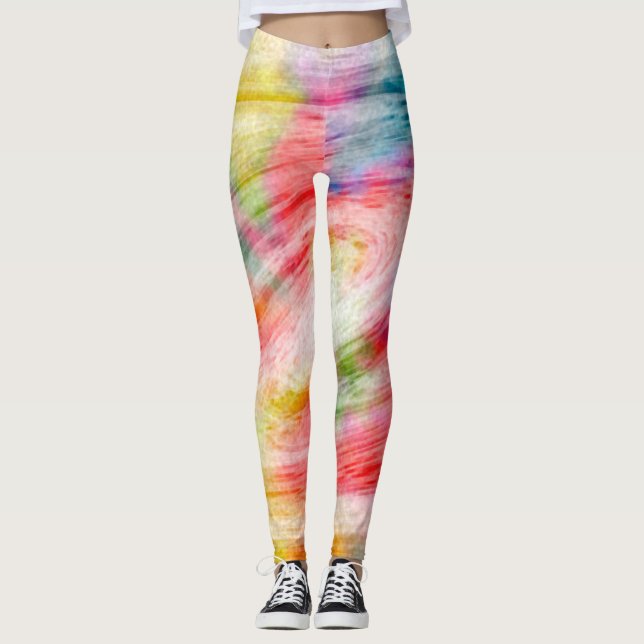 Swirling Psychedelic Tie Dye Leggings (Front)