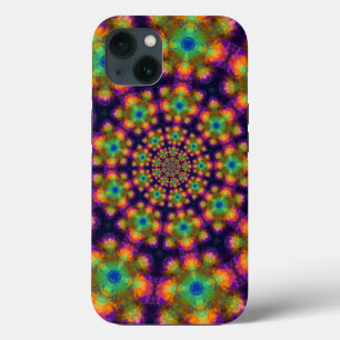 Swirling Purple Green Kaleidoscope Pattern iPhone 13 Case
