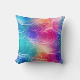 Swirling Rainbow Abstract Throw Pillow