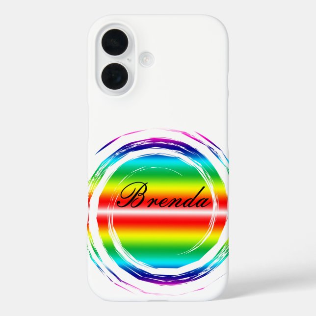 Swirling Rainbow Circle Sun Name Plate Case-Mate iPhone Case (Back)