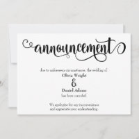 Swirling Script Cancelled Wedding Announcement