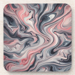 Swirling Shades of Pink, Grey, and White Coaster