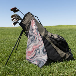 Swirling Shades of Pink, Grey, and White Golf Towel