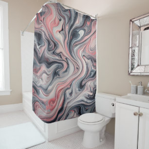 Swirling Shades of Pink, Grey, and White Shower Curtain