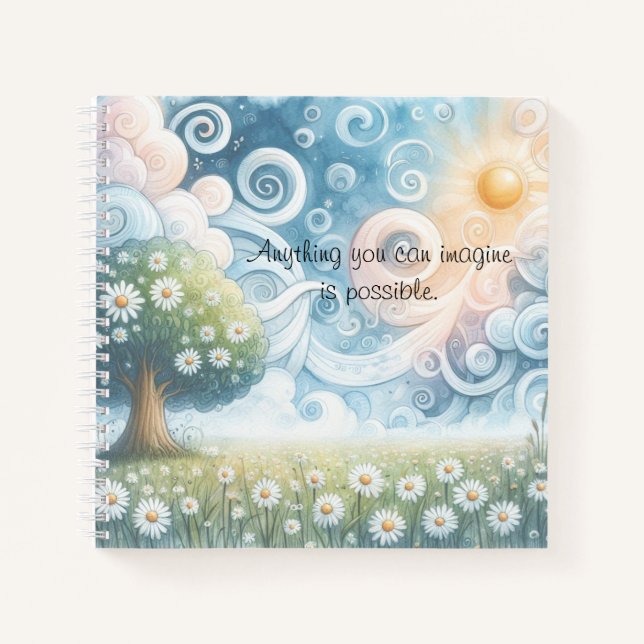 Swirling Skies / Daisies & Quote Notebook (Front)