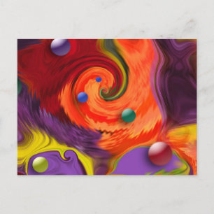 Swirling Spheres Abstract Postcard