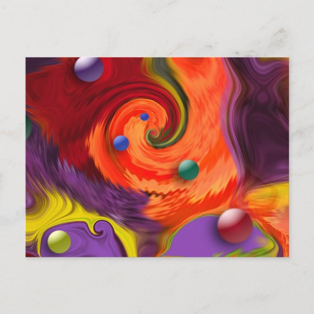 Swirling Spheres Abstract Postcard (Front)