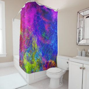 Swirling String Painting Multi-Colour Design    Shower Curtain