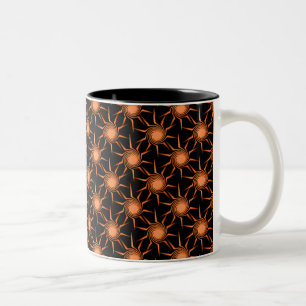 Swirling Suns Mug, Bright Orange Two-Tone Coffee Mug