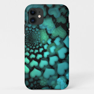 Swirling Turquoise Hearts Fractal Art Case-Mate iPhone Case