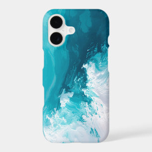 Swirling Turquoise Waves Abstract Ocean Wave Art