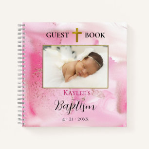 Swirling & Twirling Pink Clouds Baptism Notebook