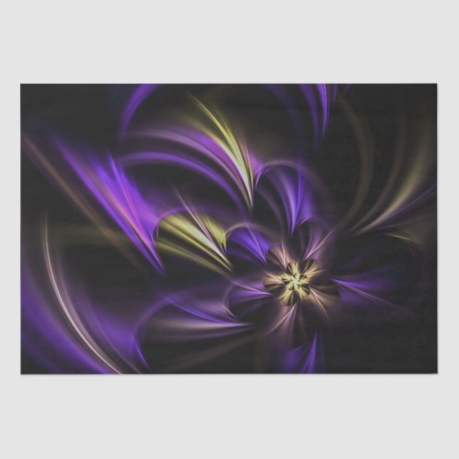 Swirling & Twirling Purple Fractal Flower Tissue Paper (Front)