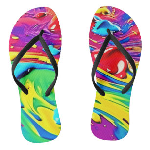 Swirling Vibrant Paint Art Jandals