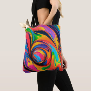 Swirling Vivid Colours Rainbow Tote Bag