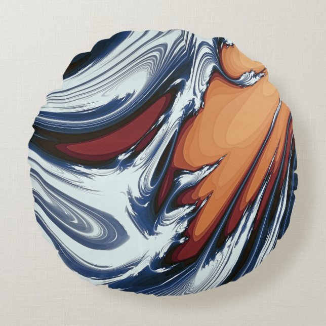 SWIRLING WATER ROUND CUSHION (Front)