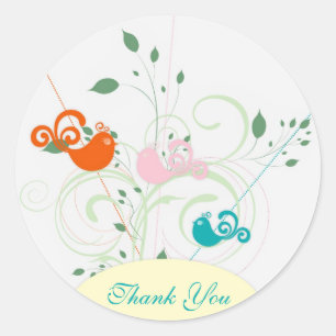 Swirls and Birds wedding sticker