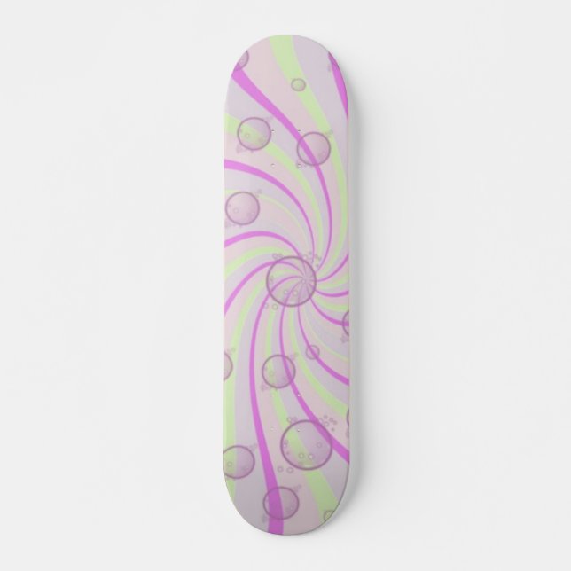 Swirls and Bubbles Pink Skateboard (Front)