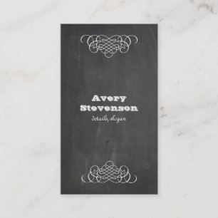 Swirls and Chalkboard Vintage Style Cool Black Business Card