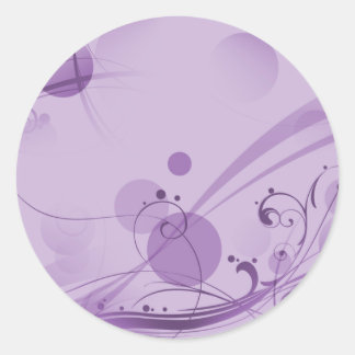 SWIRLS AND CIRCLE DOTS LIGHT PURPLE CLASSIC ROUND STICKER