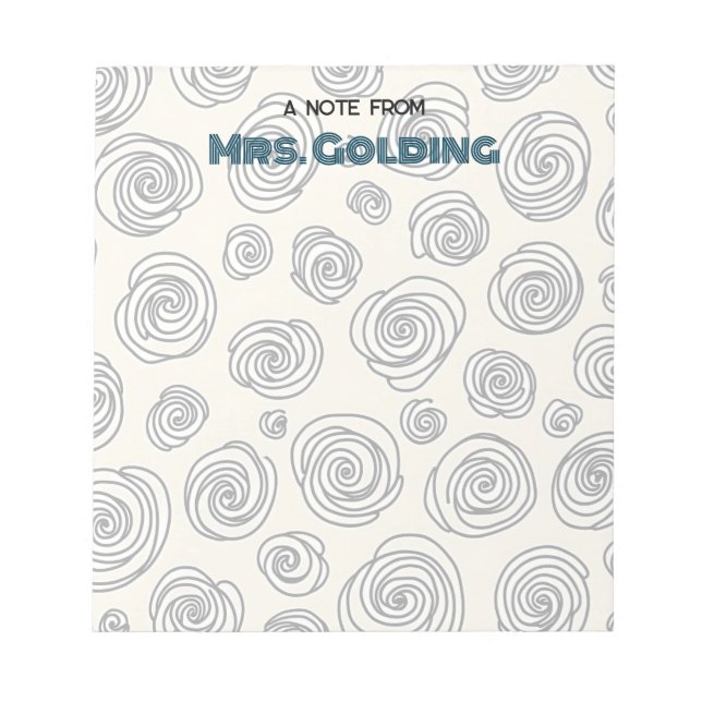 Swirls and Doodles Personalised Teacher Gift Notepad (Front)