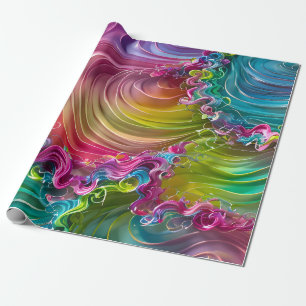 Swirls, Curls, Gorgeous Waves of Bright Colors Wrapping Paper