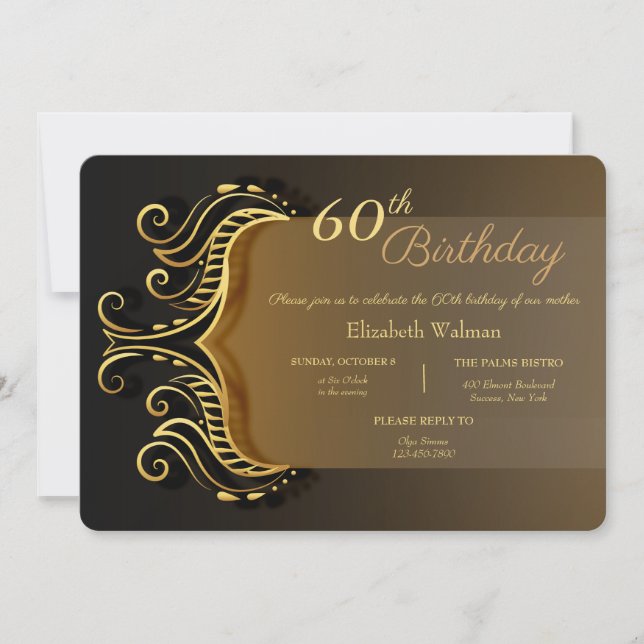 Swirls Edging Birthday Invitation (Front)