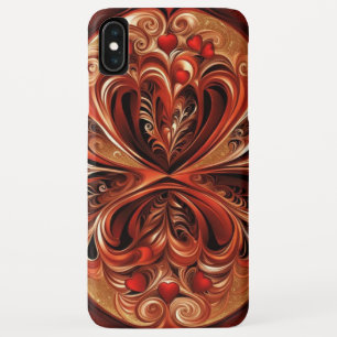 Swirls & Hearts cinnamon red gold black Case-Mate iPhone Case