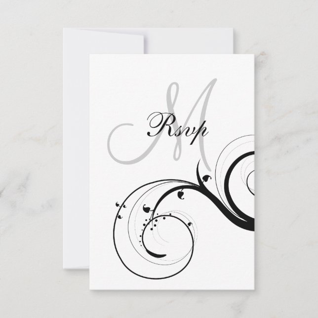 Swirls Initial Wedding RSVP for Square Cards (Front)