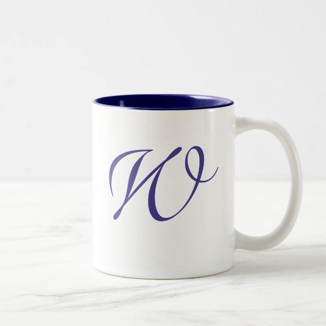 Swirls Monogrammed Mug for Dark Blue (Right)