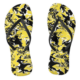 Swirls of Black, White and Yellow Jandals