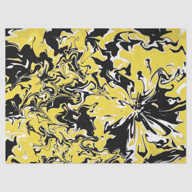 Swirls of Black, White and Yellow  Tissue Paper (Front)