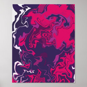 Swirls of Bright Pink, Dark Purple, & White Poster