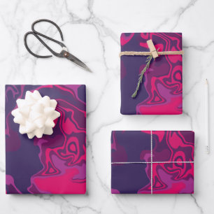 Swirls of Bright Pink, Dark Purple, & White Wrapping Paper Sheet