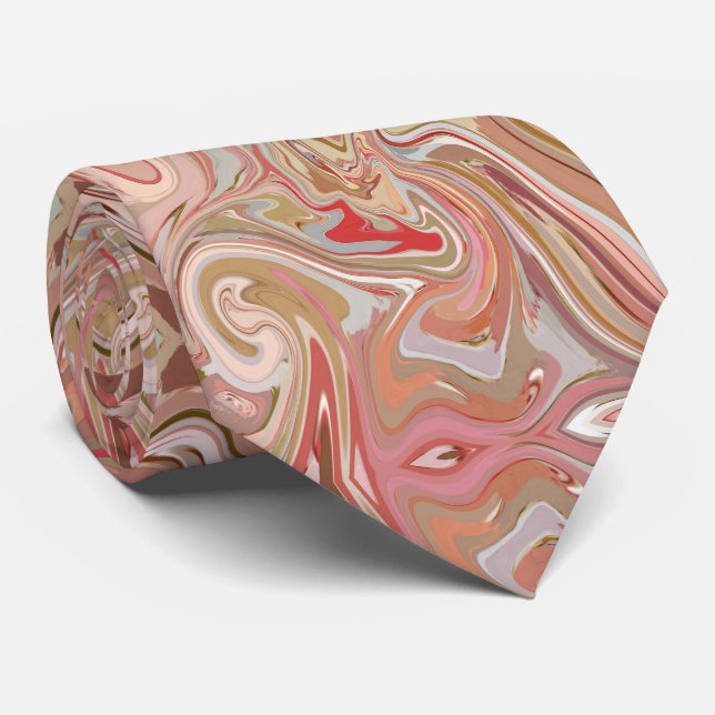 Swirls of Coral Tie (Rolled)