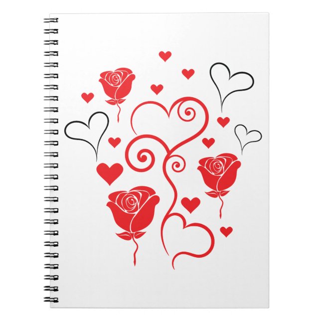 Swirls of Hearts and Roses Notebook (Front)