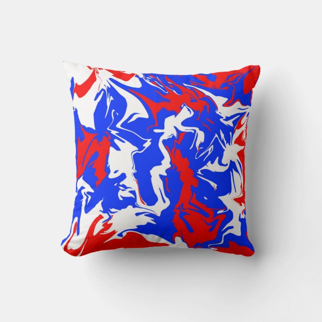 Swirls of Red, White and Blue Cushion (Front)