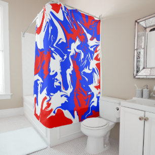 Swirls of Red, White and Blue Shower Curtain