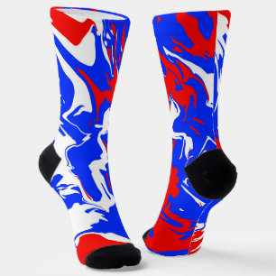 Swirls of Red, White and Blue Socks