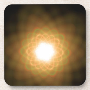 Swirls of Yellow Light on Black Coaster