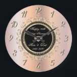Swirls Ornaments Rose Gold 50 Wedding Anniversary Large Clock<br><div class="desc">Elegant gold swirls wedding anniversary clock.</div>
