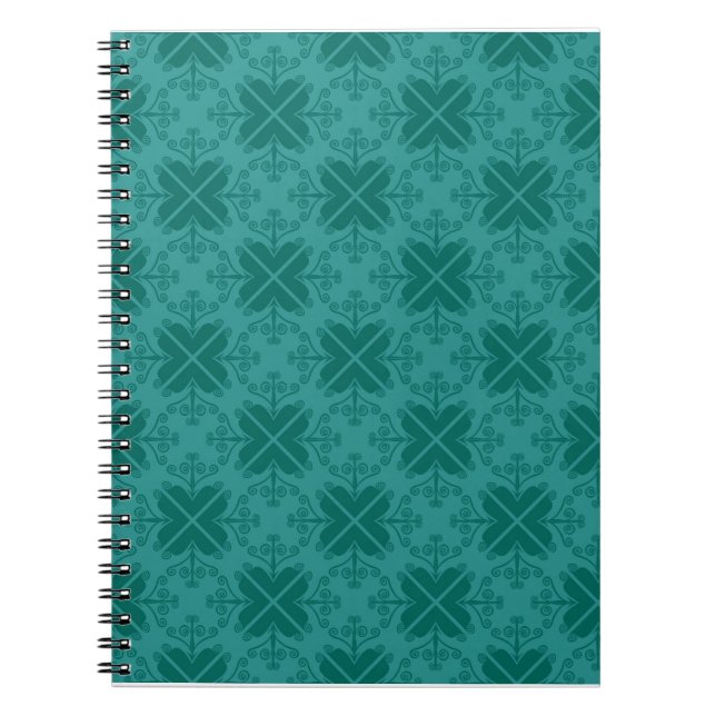 Swirls Pattern Spiral Notebook:Green Spiral Notebook (Front)