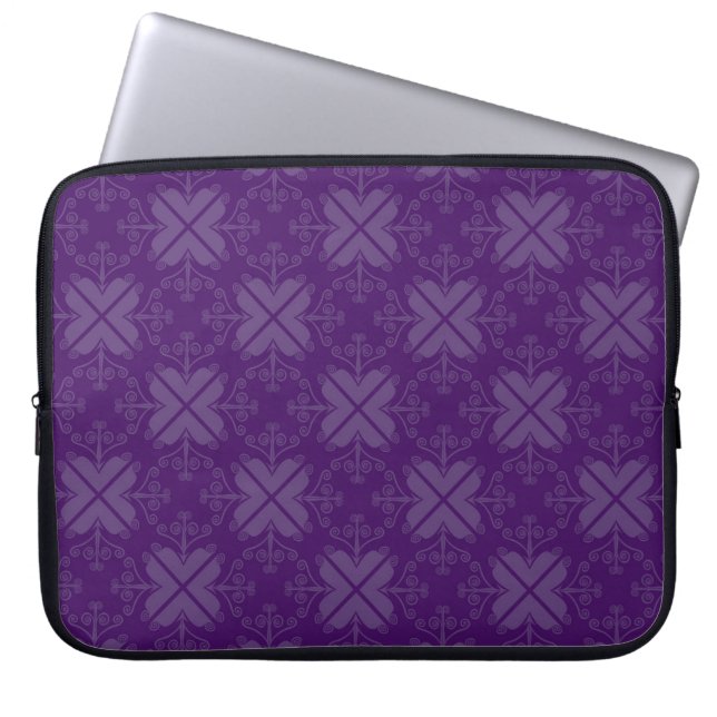 Swirls Patterned Laptop Sleeve: Eggplant Sleeve (Front)