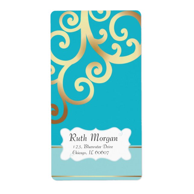 Swirls - Sea Blue  Address labels (Front)