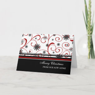 Swirls & Snow New Address Christmas Card