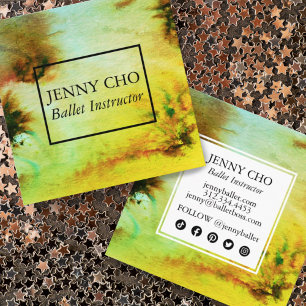 Swirls & Splashes Watercolor Abstract Colourful  Square Business Card