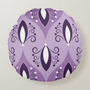Swirls Vintage Geometric Seamless Art Round Cushion