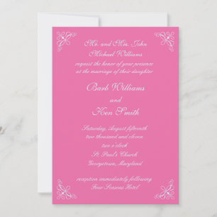 Swirls Wedding Invitation in Candy Pink
