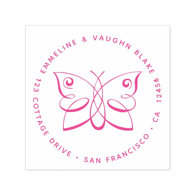 Swirly Abstract Butterfly Return Address Self-inking Stamp (Design)