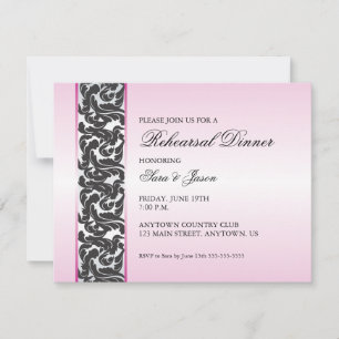 Swirly Accent Pink Rehearsal Dinner Invitation